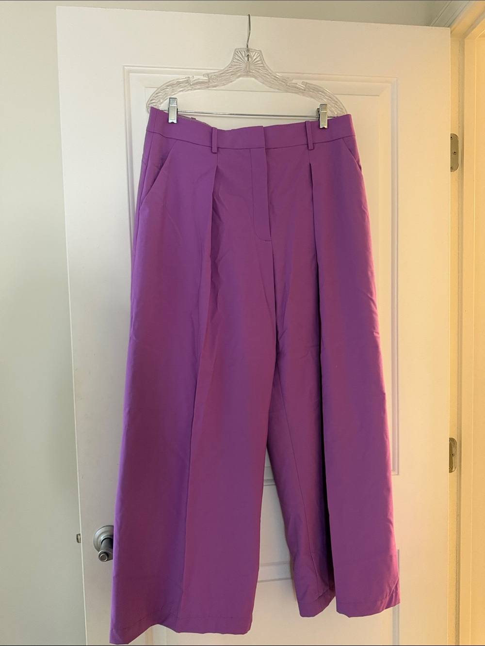 Veronica Beard Violet Wide-Leg High-Waist Trousers